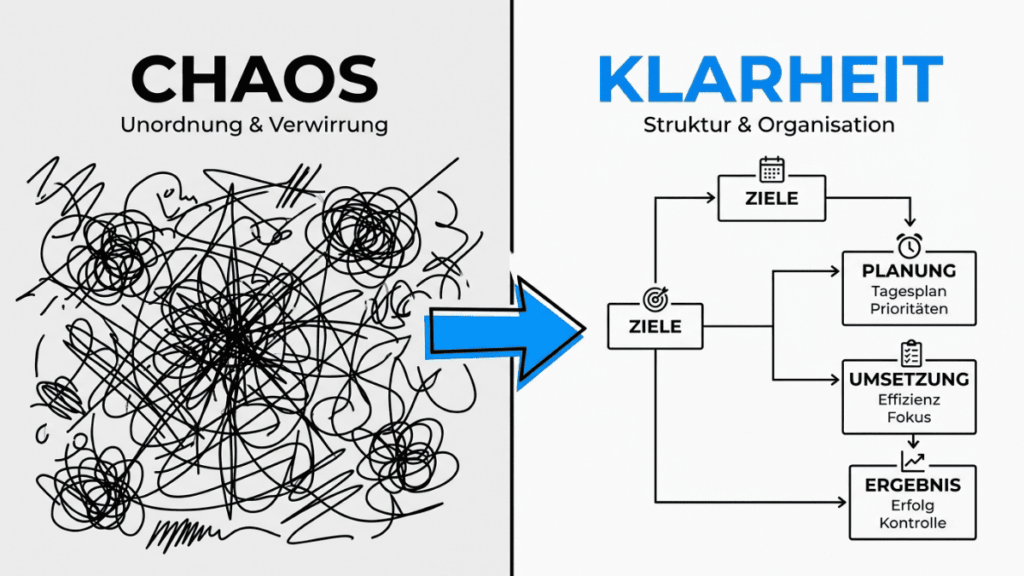 Infografik zu Gedankenchaos stoppen, Gedanken sortieren und mentale Klarheit finden